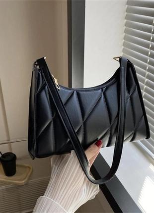 Маленька чорна сумочка на плече зі штучної шкіри, жіноча модна сумка