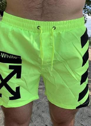 Плавательные шорты off white with x cross neon green