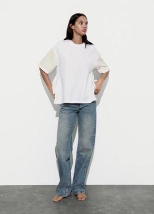 Комбинированная футболка из поплина s zara