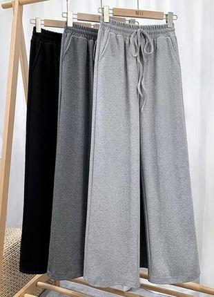 Спортивні штани кльош палаццо джоггери сірі чорні графітові базові трендові стильні3 фото