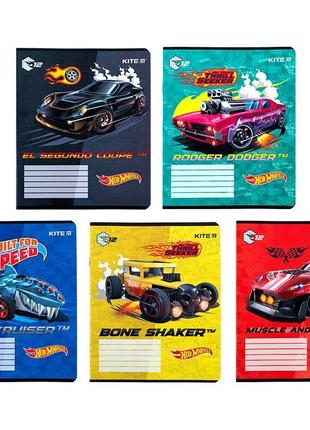 Набір шкільних зошитів 12 аркушів, клітинка, kite hot wheels (25 штук) hv24-232
