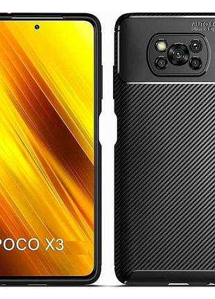 Чохол fiji ultimate carbon для xiaomi poco x3 противоударный бампер чорний