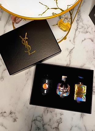 Набор парфюма ysl, yves saint laurent, black opium, mon paris, libre, нишевая парфюмеры, бренд, люкс, подарок
