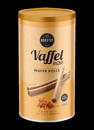Вафельні трубочки nordthy wafer rolls salted caramel 25s 250g