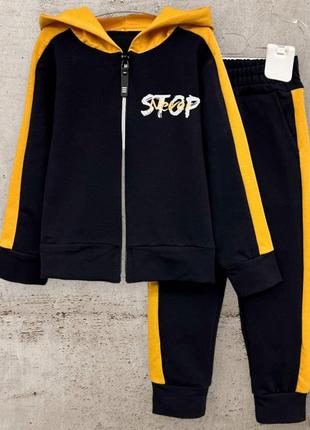 Стильний спортивний костюм з двонитка для дівчинки