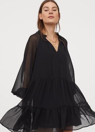 Шифонова чорна сукня вільного крою, великий розмір h&m