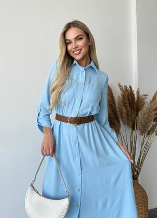 Чарiвна сукня мiдi з поясом (5 кольорiв) платье батал с креп жатки5 фото