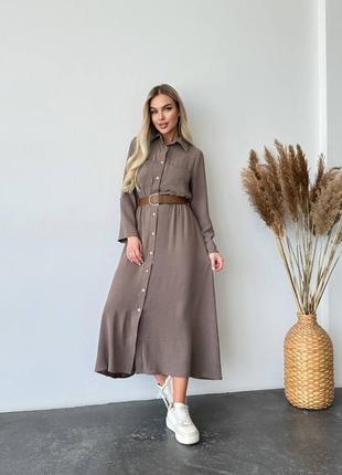 Чарiвна сукня мiдi з поясом (5 кольорiв) платье батал с креп жатки3 фото