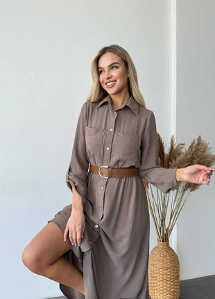 Чарiвна сукня мiдi з поясом (5 кольорiв) платье батал с креп жатки4 фото