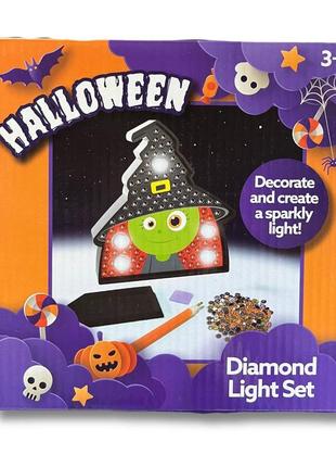 Набір для алмазної вишивки halloween diamond light set witch