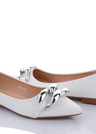 Женские кожаные балетки l&m 0775 белые