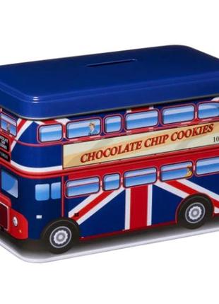 Печенье chocolate chip cookies london bus money box tin 100g жб