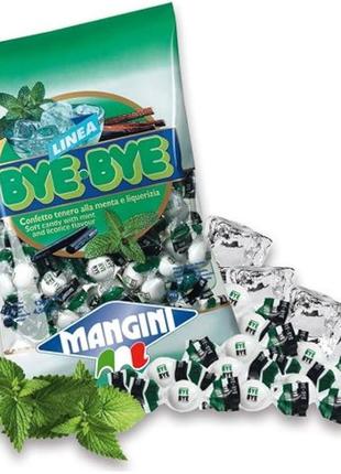 Конфеты mangini caramella bye bye menta liquirizia 130g