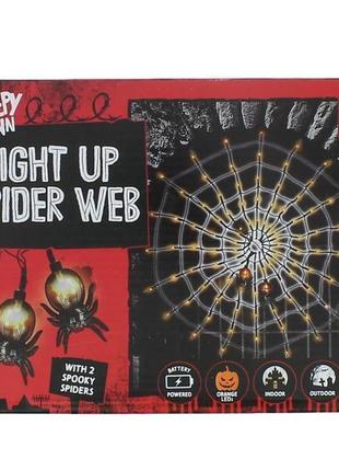 Гирлянда creepy town halloween light up spider web led 100s 76cm