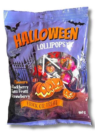 Леденцы halloween lollipops with gum trick or treat 460g