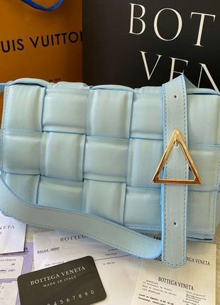 Женская сумка bottega veneta padded cassette bag blue