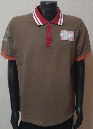 Фірмове бавовняне поло коричневого кольору napapijri, блискавичне надсилання