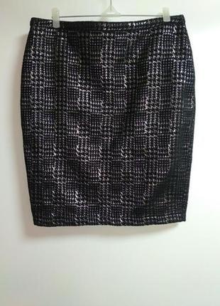 Юбка карандаш с люрексом в принт гусиная лапка 18/52-54 размера