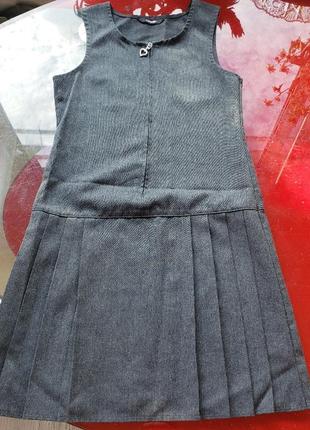 George сарафан школьный серый на молнии девочке 7-8л 122-128см