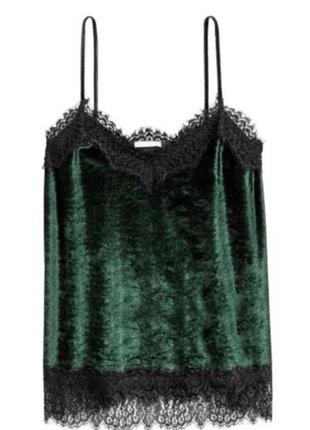 H&m velvet lace green top 💚🩷