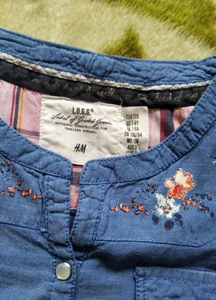 Тоненькое,джинсовое,фирменное платье,туника для девочки 7-8 р.-h&amp;m4 фото