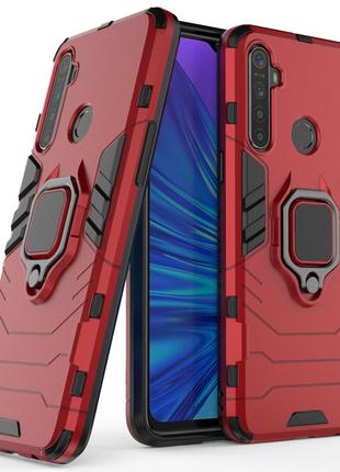 Чохол ring case для realme c3 броньований бампер з кільцем червоний
