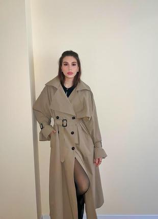 Максі плащ тренч оверсайз тренчкот в стилі burberry