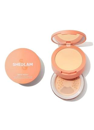Пудра для обличчя та шкіри навколо очей 2 в 1 sheglam insta-ready face & under eye setting powder duo toasted almond