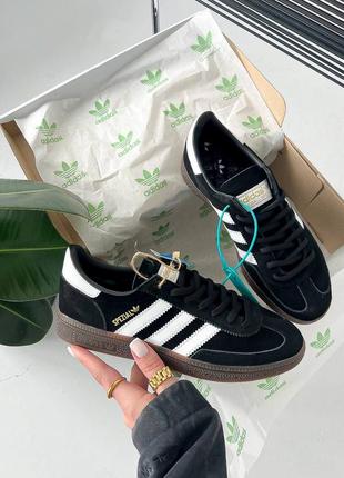 Кроссовки кеды женские adidas spezial black/white/замша/демисезонные,осенные