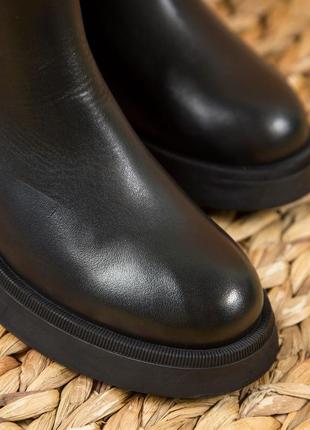 Жіночі черевики 18800 чорні гумка шкіра10 фото