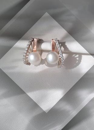 🛍 сережки срібло золото перли натуральні