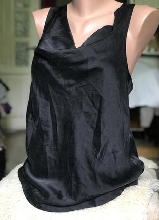 Шелковый топ майка блуза черный женский тренд драпировки бант бренд nara camicie2 фото