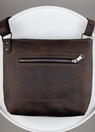 Чоловіча шкіряна темно коричнева сумка-месенджер, сумка через плече з натуральної шкіри crazy horse2 фото