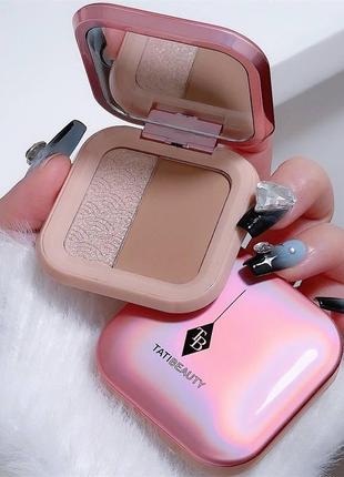 Міні палетка для контурингу обличчя ( хайлайтер та контур) tatibeauty