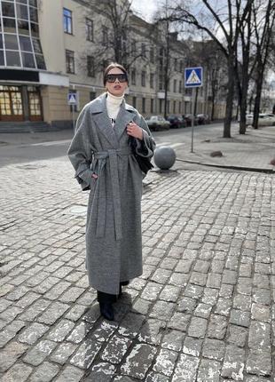 Вовняне максі пальто оверсайз в стилі max mara