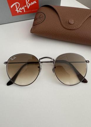 Солнцезащитные очки ray ban round metal crystal brown gradient