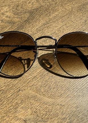 Солнцезащитные очки ray ban round metal crystal brown gradient2 фото