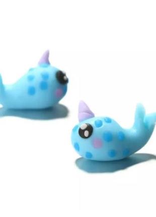 Серьги в виде рыбок - длина 2см, полимерная глина, ручная работа