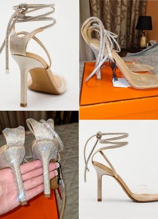 Виниловые босоножки zara, со стразами.