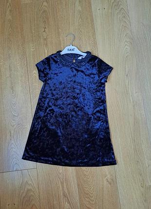 Нарядное бархатное платье для девочки с коротким рукавом