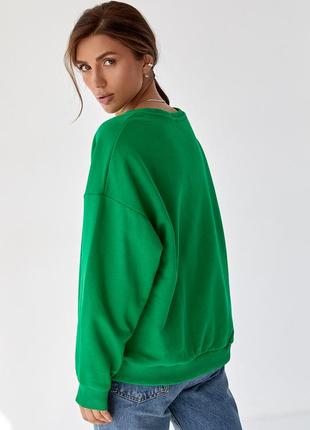 Женский трикотажный свитшот с ярким принтом - зеленый цвет, m (есть размеры)3 фото