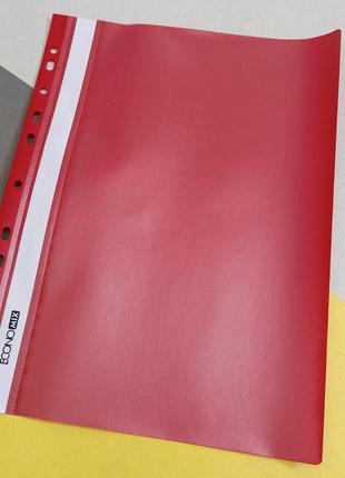Папка-швидкозшивач format а4 з перфорацією рифлена прозорий верх червона