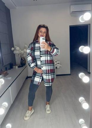 Теплая удлиненная рубашка в клетку 🫶 большие размеры (балта)3 фото