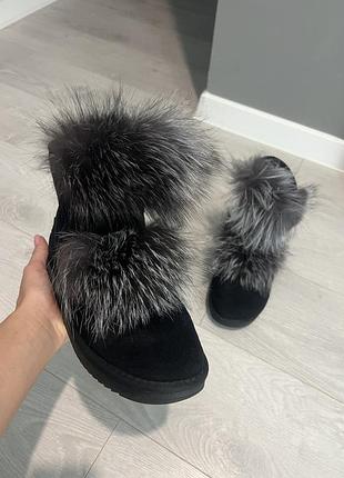 Угги из натуральной замши с мехом