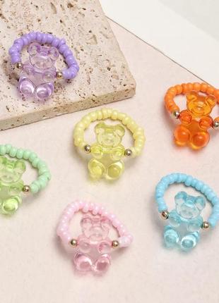 Детские колечки мишки 6 штук универсальный разноцветный