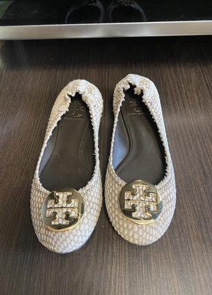 Туфли лодочки натуральные мех tory burch стелька 242 фото