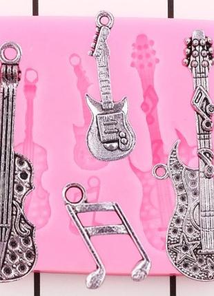 Молд силиконовый "музыкальные инструменты" - размер молда 6*6см, силикон