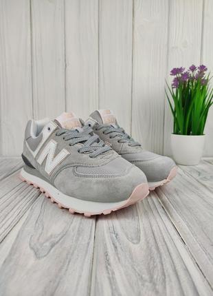 Кроссовки new balance 574 l.gray pink2 фото