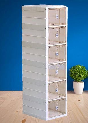 Тумба для взуття пластикова складана на 6 відсіків 33*26*100 см, білий