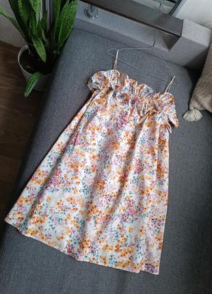 Нежное льняное платье сарафан в цветочный принт лен2 фото